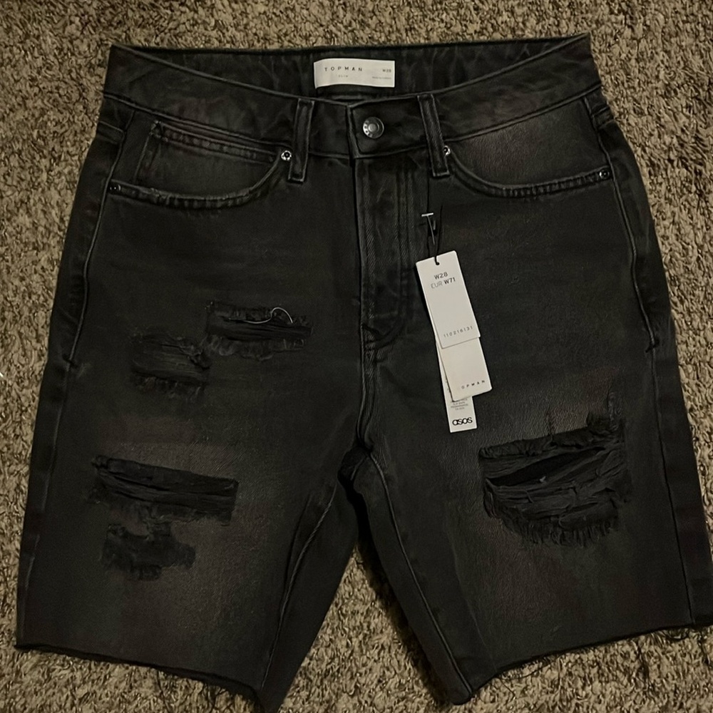 Topman slim distressed shorts